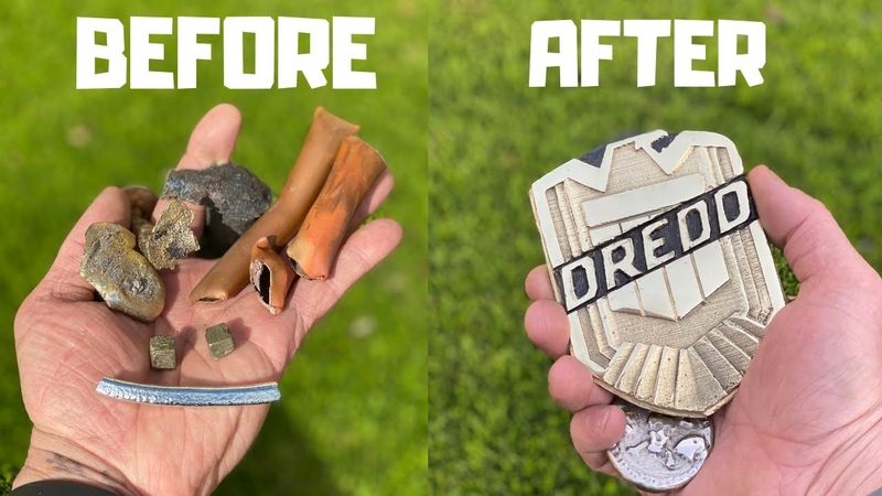 German Silver From Scrap Triple Alloy Trash To Treasure ASMR Metal Melting Dredd Badge