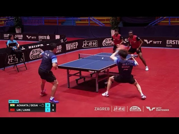 Harmeet D. , Sharath K. A. vs Liang J. , Lin G. , MD R16, WTT Contender Zagreb