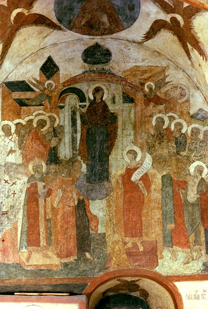 покров богородицы дионисий. покров богоматери дионисий. покров фрески. покров божией матери дионисия фреска. дионисий фрески ферапонтова монастыря.