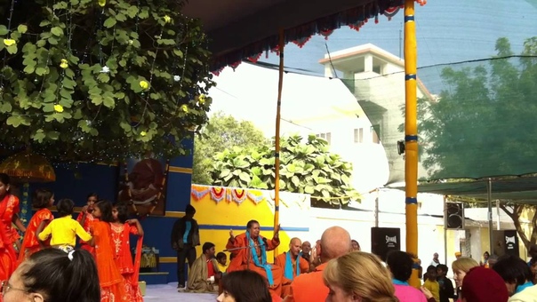 Kirtan (devotional chanting) during Yoga Poornima 2011, Rikhia, India.