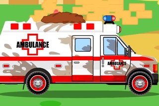 White Ambulance Car Rescue in the City w Police Cars - Animation Cars & Trucks Cartoon for children