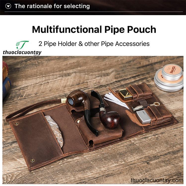 Bao da ngựa điên Contacts Family – Da thật cao cấp đựng tẩu và phụ kiện