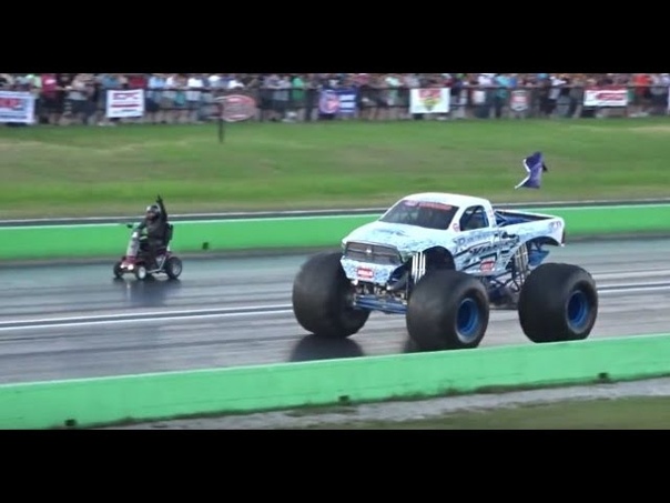 FARM TRUCK NITROUS SCOOTER VS MONSTER TRUCK ( STREET OUTLAWS