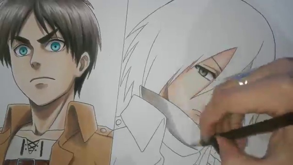 Speed Drawing Eren and Mikasa ( Shingeki no